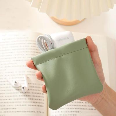 1 pièce Fermeture Automatique Multifonctionnel PU Mini Feuille Élastique Portable Imperméable Portefeuille Sac à Bijoux Sac pour Écouteurs Ligne de Charge Mode