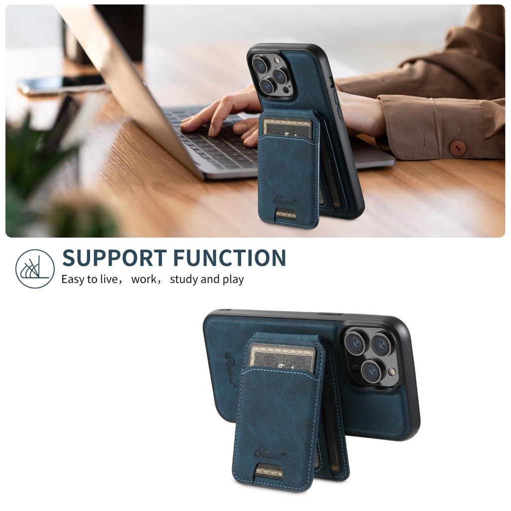 SUTENI Magnetic Card Slot Luxury Leather Wallet Bags Phone Cases For iPhone 16 15 14 13 12 Pro Max Plus Cover