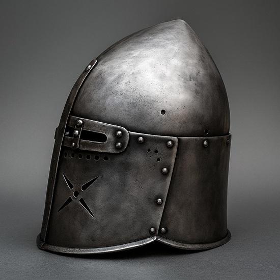 Ručně vyráběná středověká velká přilba ze 14. století Ideální pro renesanční jarmark, Cosplay, LARP, Halloweenský kostým Autentická replika ocelové zbroje