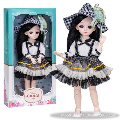 30CM Mini Movable 23Jointed Doll Girls Toy 3D Big Eyes BJD Princess Full Outfits Dresses Collection Childrens Doll Gift