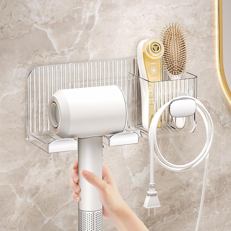 

Строго отобранная пластиковая стойка для фена для ванной комнаты, стойка для хранения фена без проколов, настенная стойка для фена для спальни