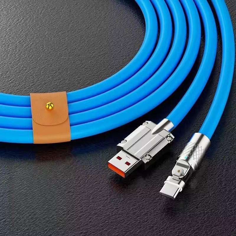 

120w 6a Super Fast Charge Type C Silicone 180 ° rotating elbow TYPE-C-C data cable 1.5M Usb Cable Usb C to C Charger Cable