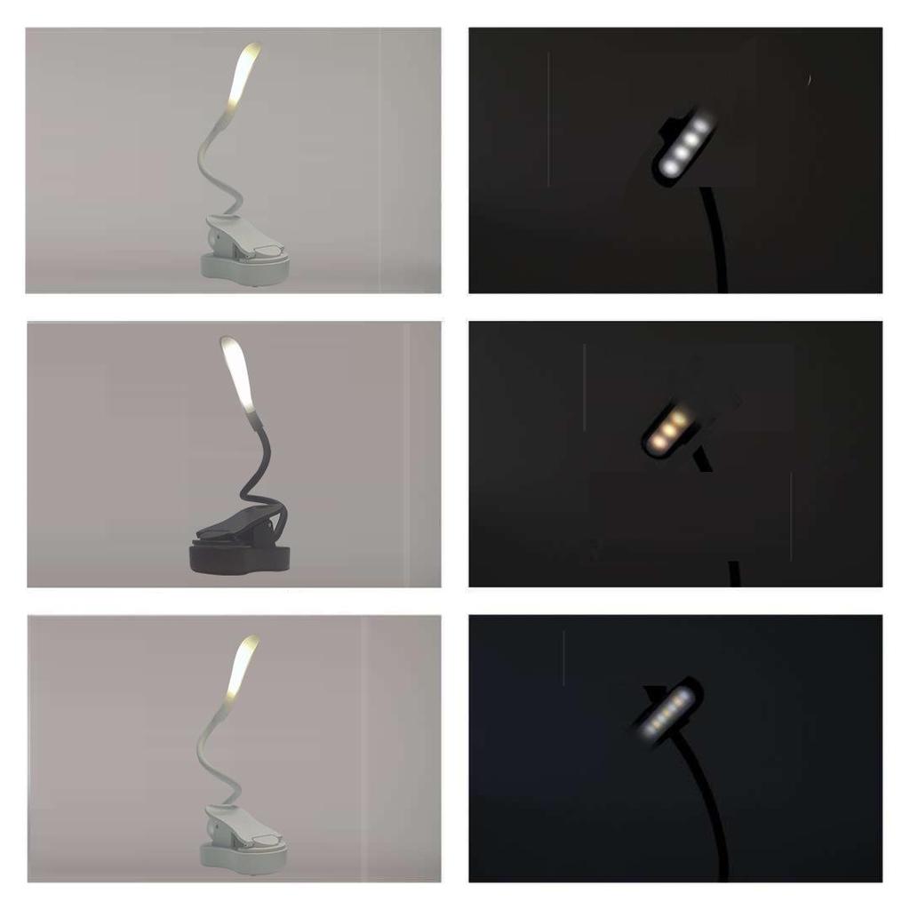 LED USB Rechargeable Portable Book Clip Lamp - Eye Protection Reading and Study Light