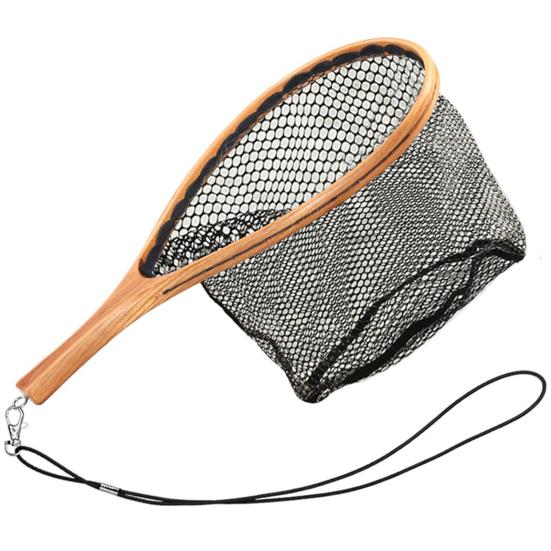 Mini Landing Dip Net Tear Resistance Wood Handle Dense Hole Fish Dipping Net for Angling
