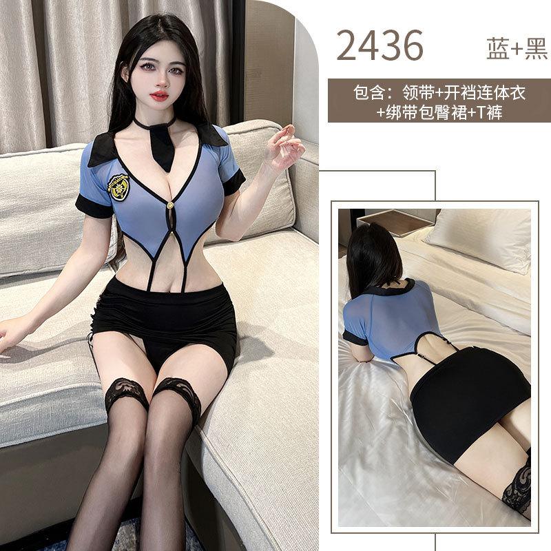 Sexy sex uniform one-piece hip-wrapped professional suit, hollowed out on the bed, free of charge, training instructor uniform