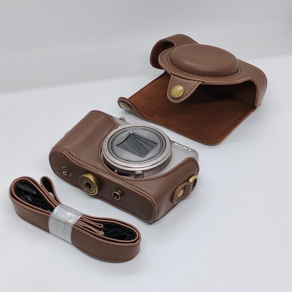 PU Leather Camera Case Bag for Sony Cyber-shot DSC-HX50 HX50V HX60 HX30 Full Body Cover With Strap