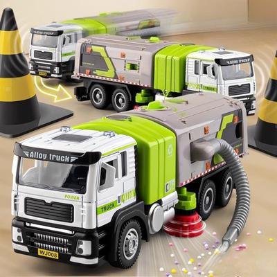 1: 50 Balayeuse Électrique Camion d'Arrosage en Alliage Modèle Moulé Sous Pression Jouets Miniatures Voiture Portes Ouvertes Son Lumière Véhicules Pour Enfants Cadeaux