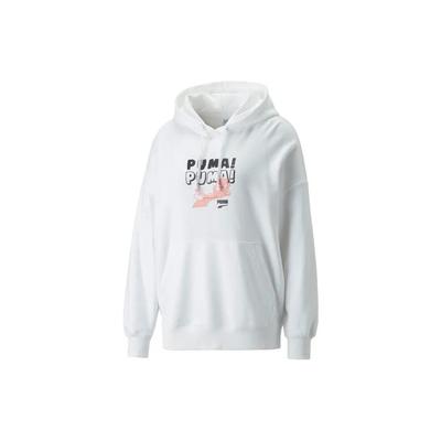 Puma Downtown Eco Series FW22 Oversized Graphic Hoodie Women Hoodies White 537633-02