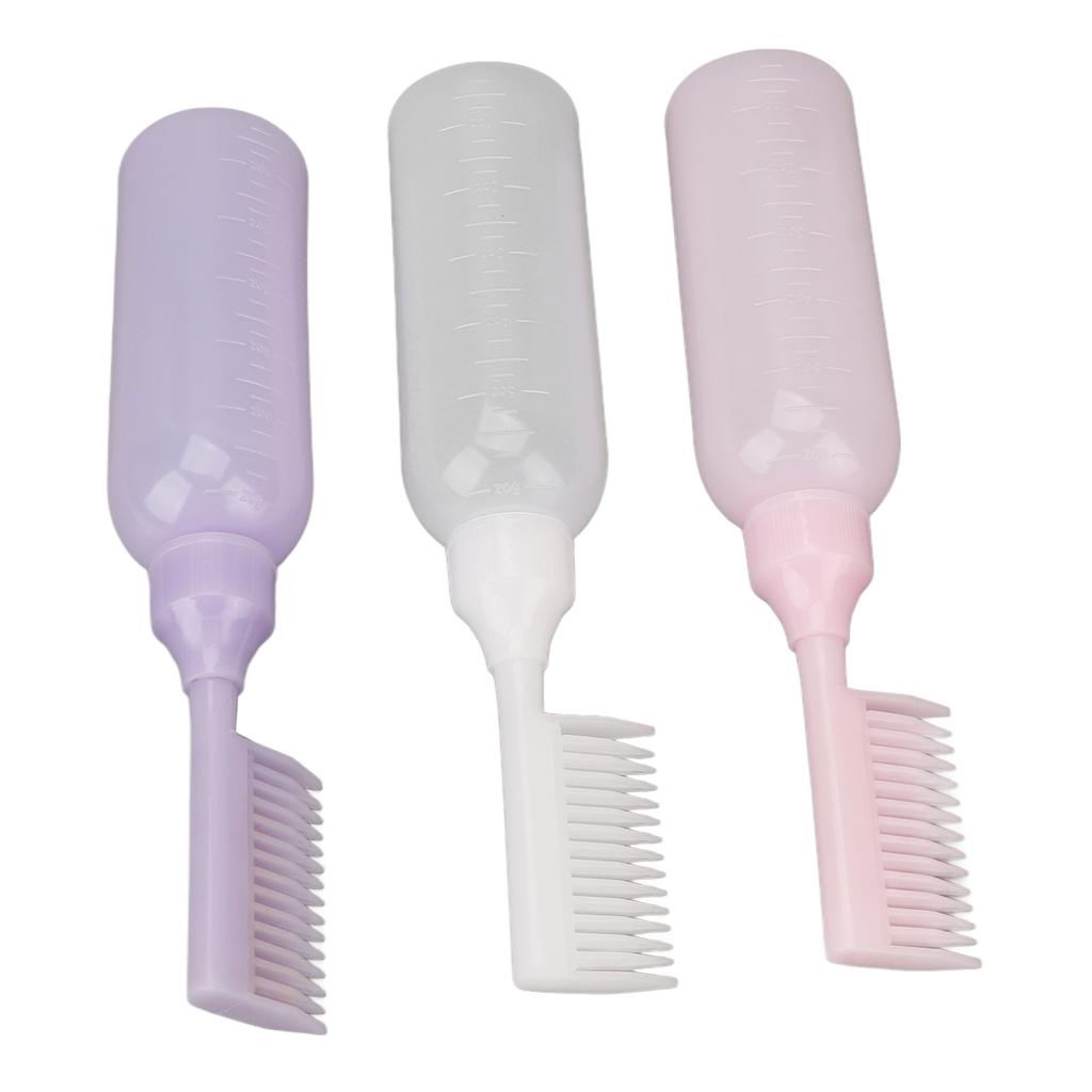 3 Pcs Root Comb Applicator Bottle Simple Operation Scale Design Hair Dye Dispensing Bottle for