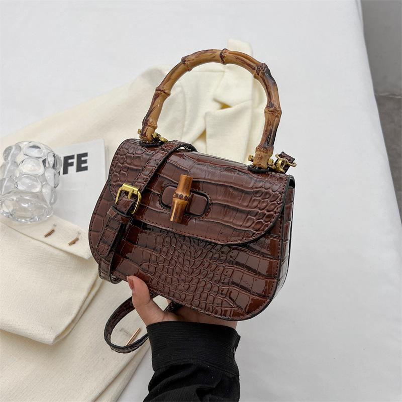 Bamboo bag women's new retro shoulder saddle bag premium texture niche simple messenger bag