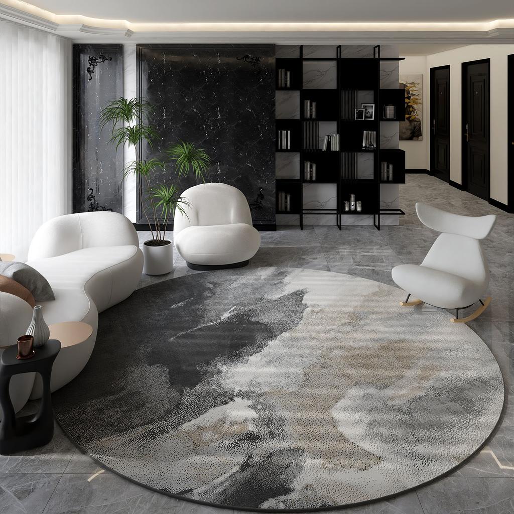 Nordic Style Living Room Decoration Round Carpet Light Luxury Rugs for Bedroom Thicken Plush Floor Mat Fluffy Soft Cloakroom Rug