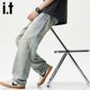 izzue it Men's Tencel Lyocell Loose Straight Jeans