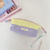 Colorblock Cute Makeup Bag Zipper Pencil Case Casual Stationery Bag  Student