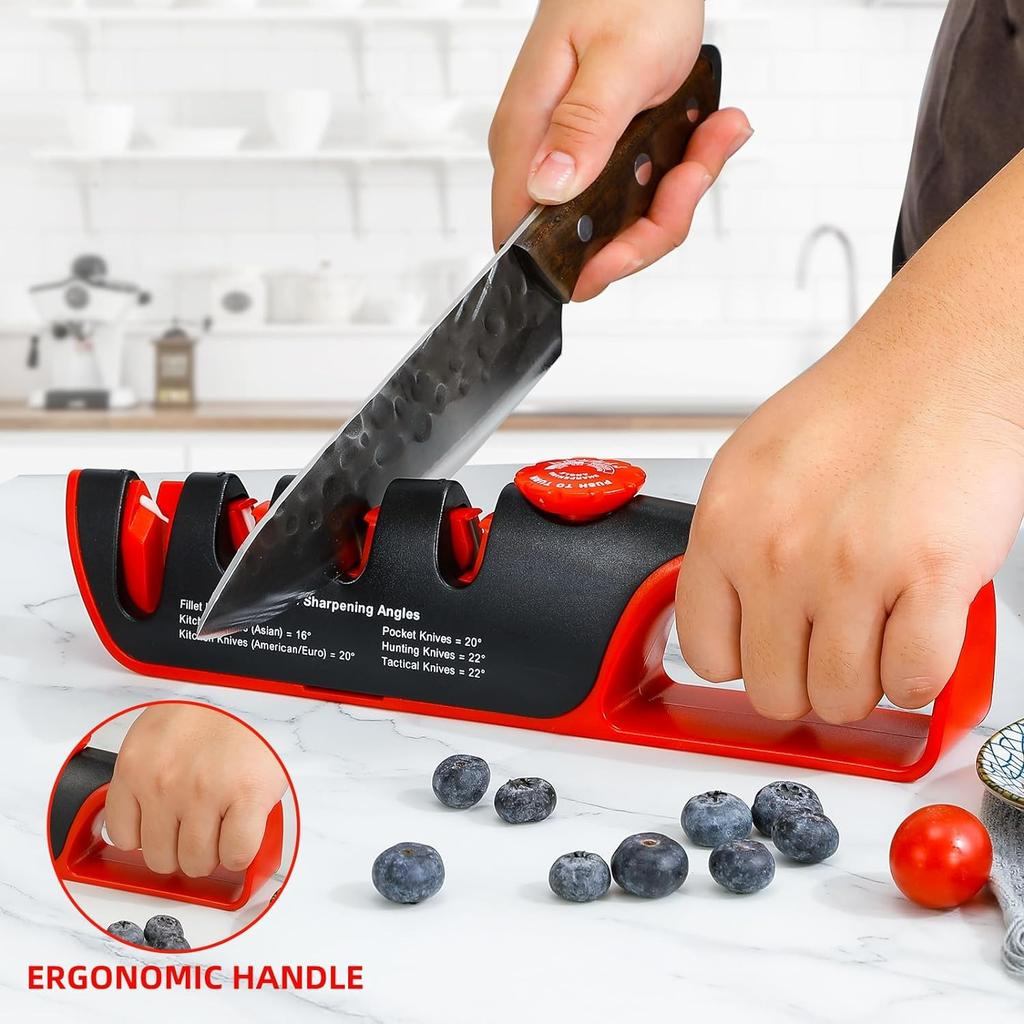 Knife Sharpener With Adjustable Angle Guide Sharpening Stones for All Knives Including Precision Kitchen, Professional, Chef's K