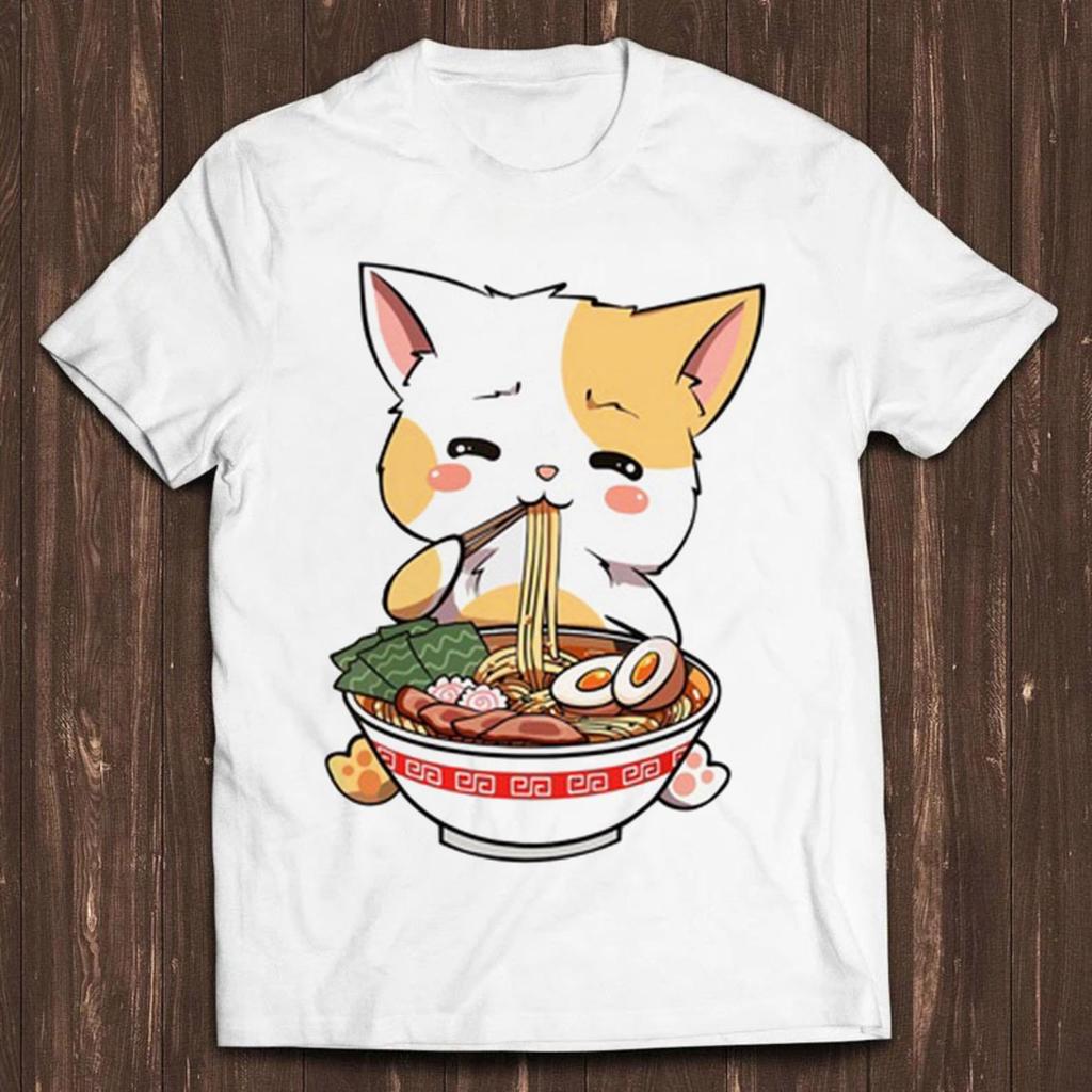 Ramen Cat T Shirt Anime Kawaii Neko Ramen Cute Japanese Noodle Cool Gift Tee C447