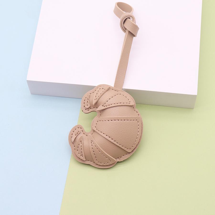 PU Leather Croissant Keychain Car Keyring Cartoon Hanger Bag Pendant