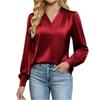 Women's Silk Shirt Casual Work Business Shirt Long Sleeve V,Neck Top