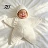 Seestern Schlafsack für Neugeborene Baby Schlafsack, Gestrickter Schlafsack mit Kapuze, Weiches Baumwollgarn Baby Wickeltuch Gemütliche Sternförmige Tragbare Decke, Neugeborene