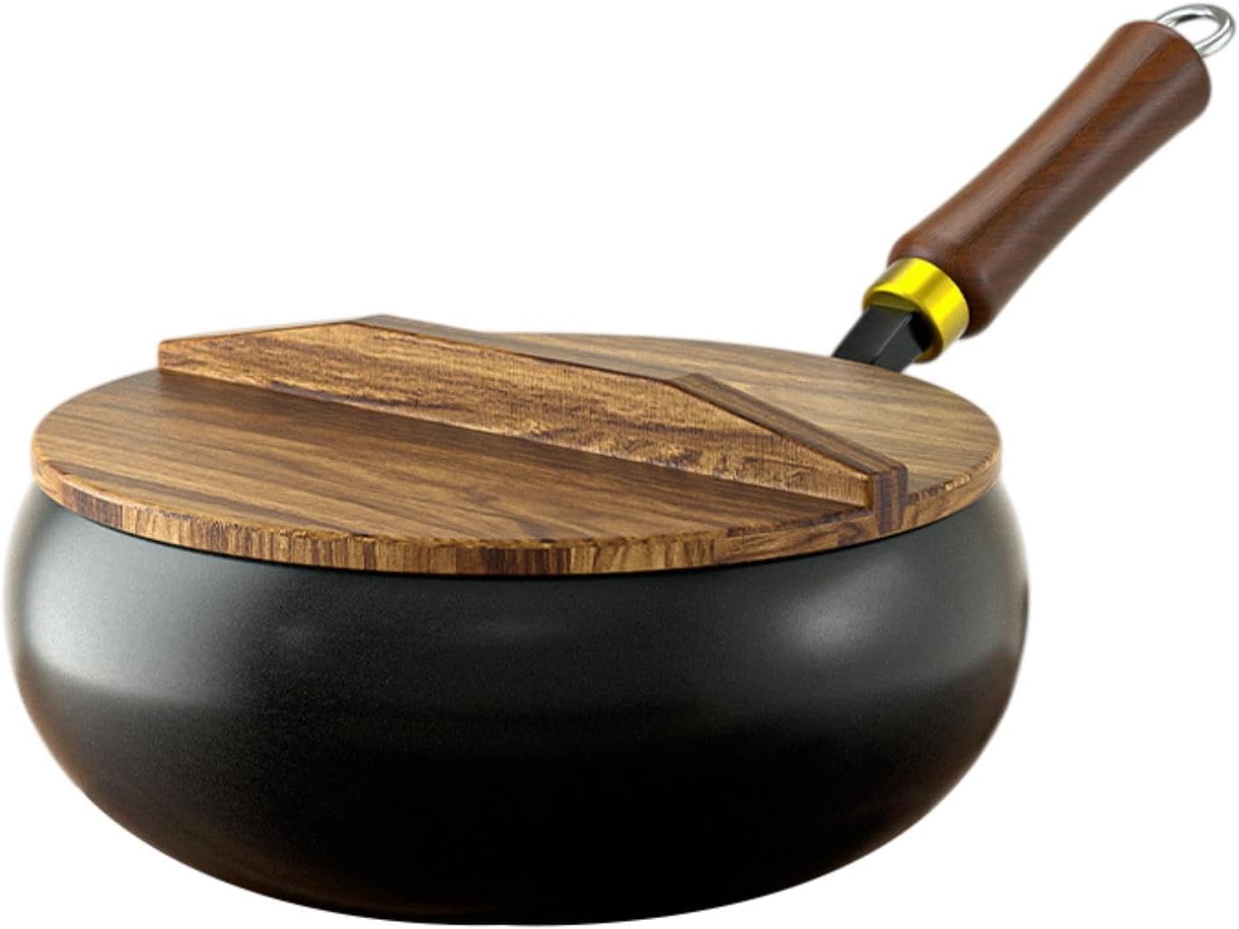 

Вок с антипригарным покрытием, 24 см Воки и сковороды, Сковорода ручной ковки, Плоское дно, Сковорода вок для индукционных, электрических и газовых плит 24cm wok with LID