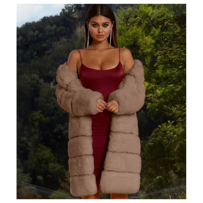 New imitation fur coat cotton coat thickened long women's coat trench coat first-hand light luxury style