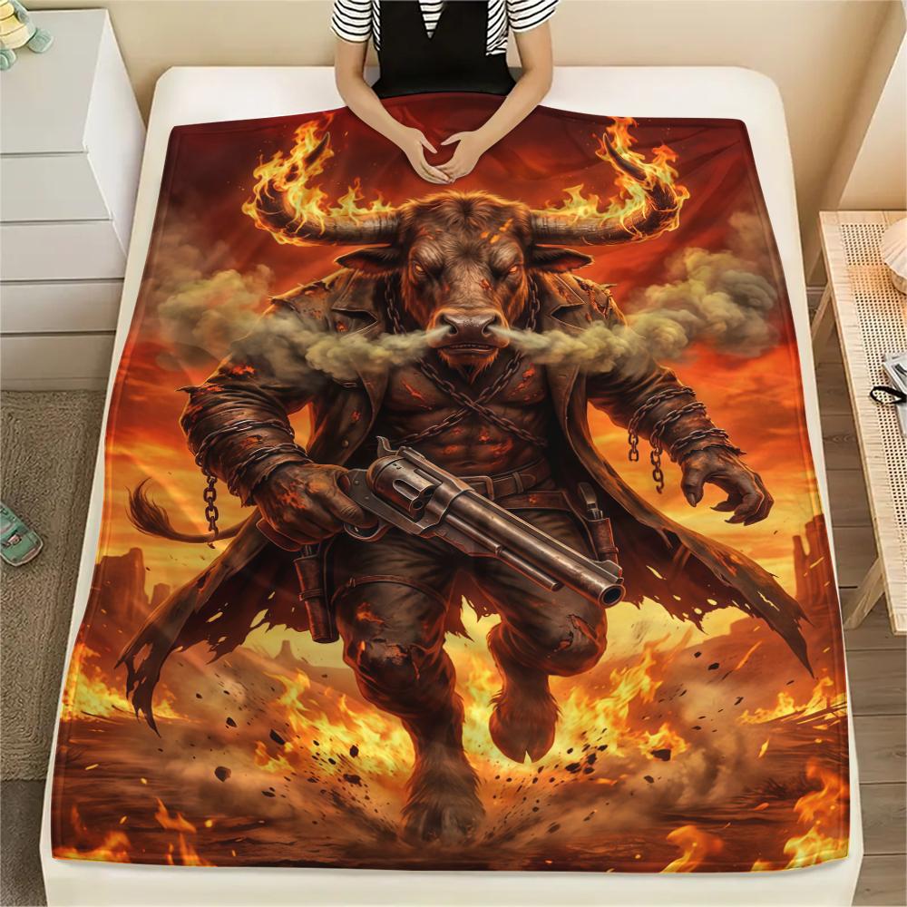 Fire Train Gorilla Death Print Flannel Blanket,High Quality Comfortable for All Seasons,Home Decor,Warmth and Comfort,Perfect for Christmas Gifts