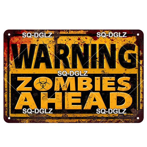 Zombie Dog Metal Sign Vintage Warning Plaque Wall Decor Man Cave Gift