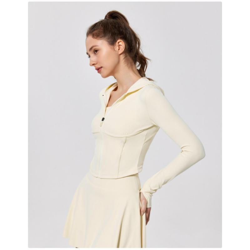 Women's Spring and Autumn Running Fitness Sports Slim Long Sleeve Hooded Yoga Wear Tops