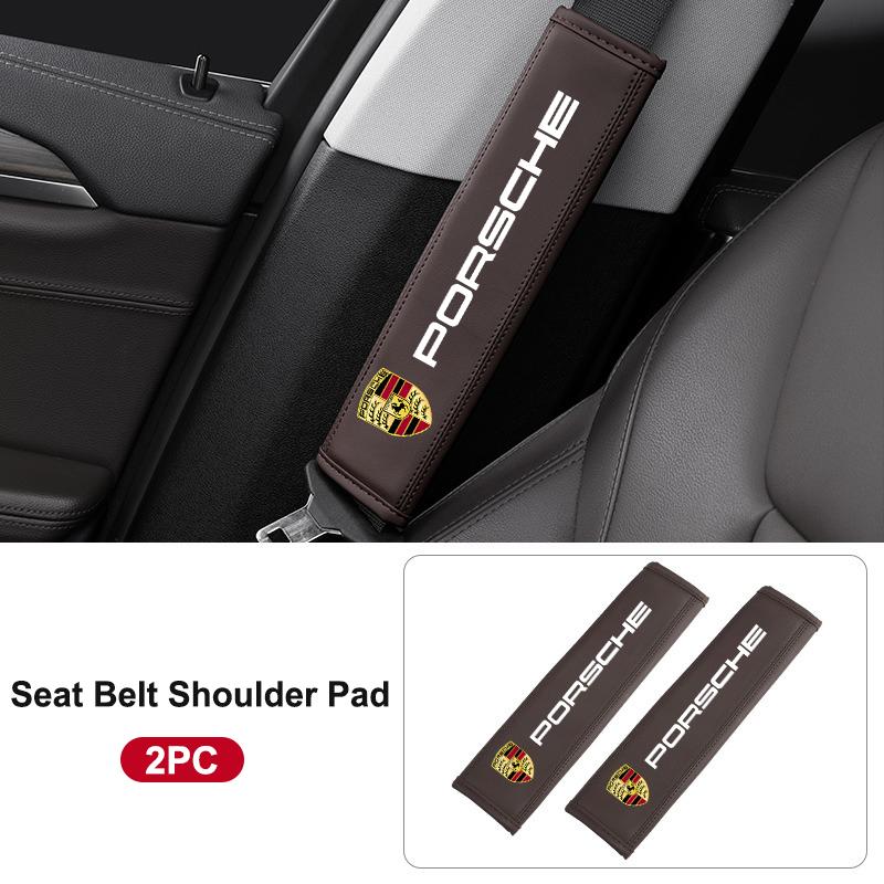 

Car Accessories Seat Belt Pads Leather Seatbelt Shoulder Cover for Porsche Panamera Spyder Carrera Macan Boxster Cayman Cayenne