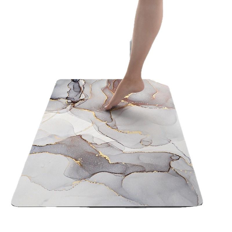Nordic Style Marble Pattern Diatom Mud Bath Mat - Non-slip, Water-Absorbent, Quick-Drying, Wear-Resistant Foot Mat