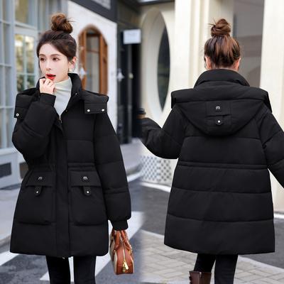 Women's New Winter Style Hooded Loose-waisted Cotton Coat Mid-length Cotton-padded Jacket