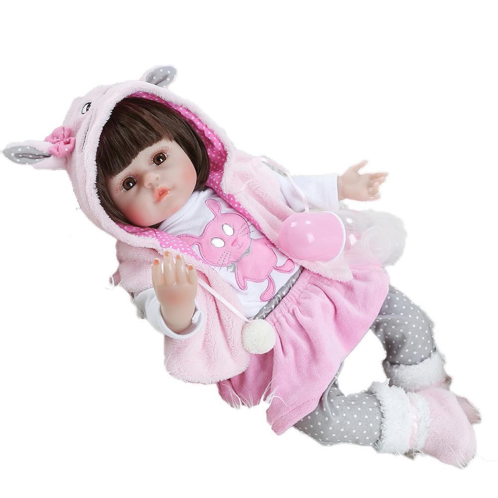 46cm Cloth-Body Silicone Baby Doll - Cute Birthday Gift for Children