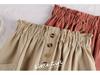 Spring/Summer 2025 Elegant Elastic Waist A-Line Button Skirt for Women