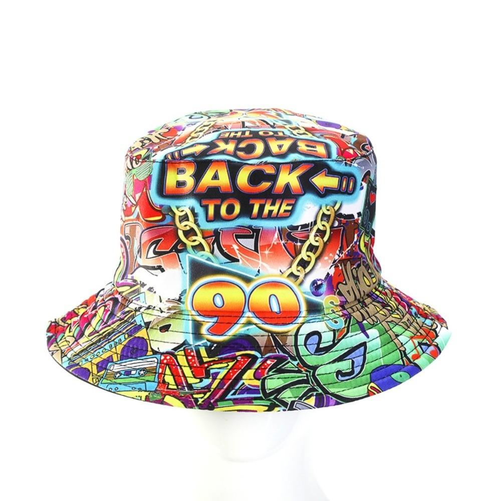 Quick Drying Sun Hat Retro Graffiti 80s 90s Fisherman Hat Fashion Reversible Bucket Hat Unisex