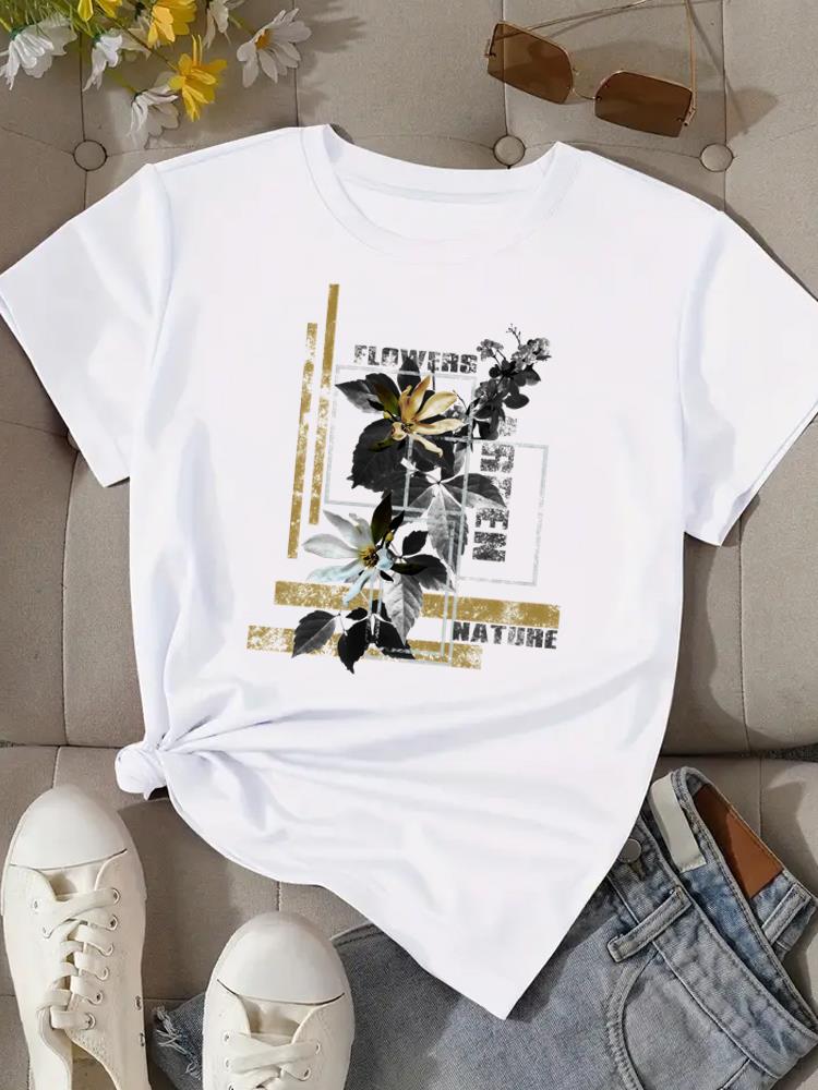 (Asian Size) letter leopard 90s Tee Top Clothing T Shirt Women Fashion Woman Print Female Short Sleeve Graphic T-shirts