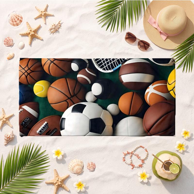 Sports Ball (1) Soft Beach Towel Lightweight Towel for Beach Pool Swimming Travel Vacation Use
