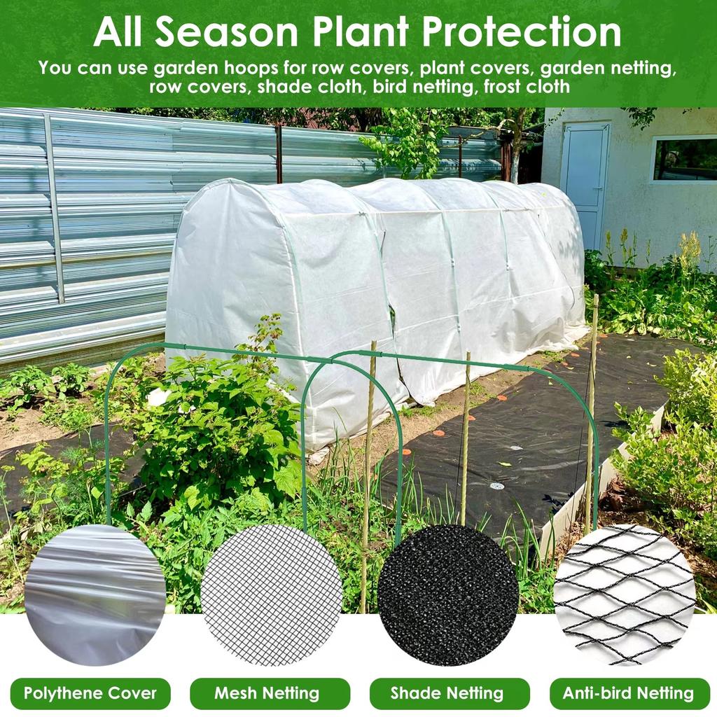 Набір садових дуг – Склопластикові теплицькі дуги для пташиної сітки та покриттів для рослин