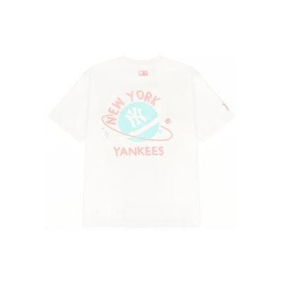 MLB New York Yankees American Vintage Planet Buchstabenprint Rundhals Kurzarm T-Shirt Unisex T-Shirt Creme 3ATSL4023-50CRS