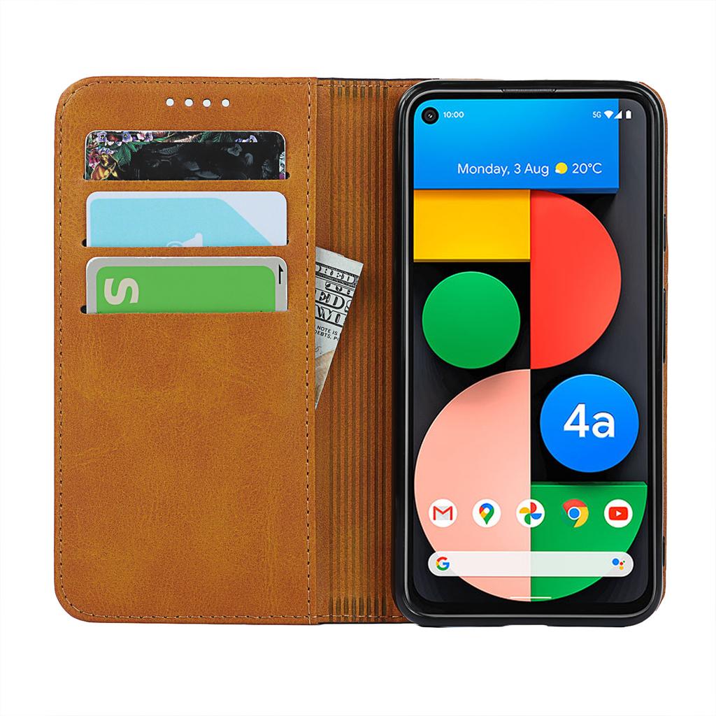 Applicable To Google Pixel 8Pro Mobile Phone Case pixel6Pro Calf Pattern Color Matching Strong Magnetic Card Flip Leather Case