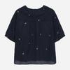 Thursday Island Women Flower Embroidery Ruffle Collar Blouse T264mbl238w