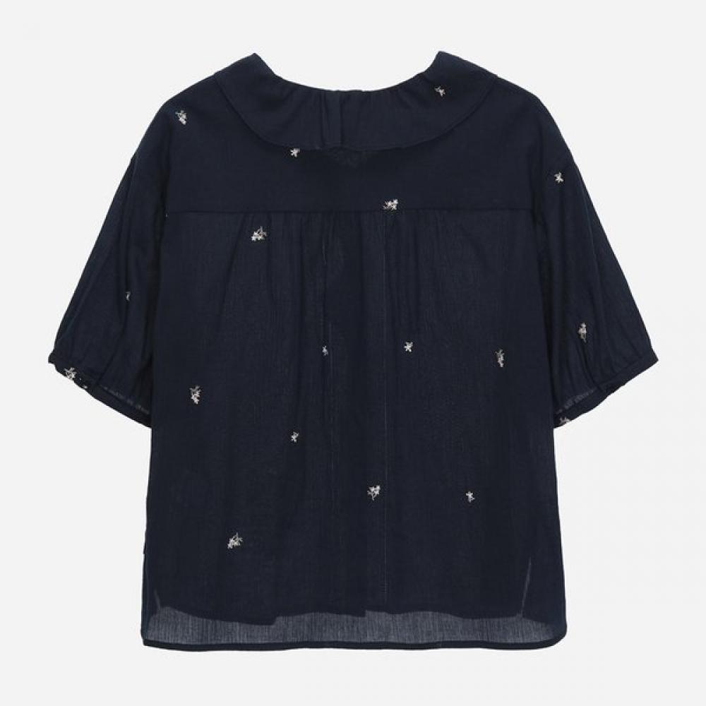 Thursday Island Women Flower Embroidery Ruffle Collar Blouse T264mbl238w