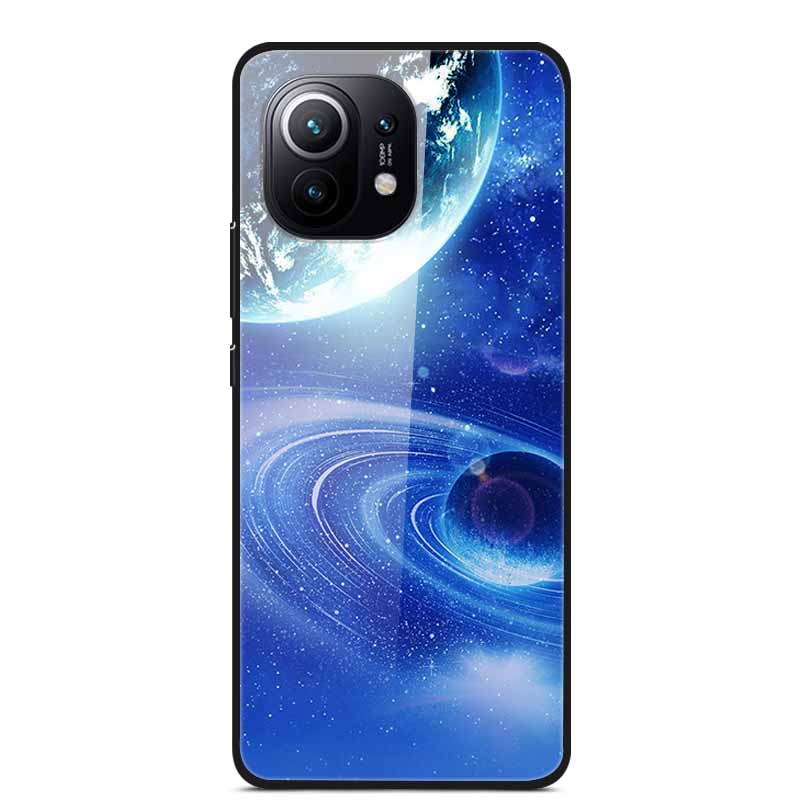Glass Back Cover For Xiaomi 11 Lite 5G NE Case Soft Edge Hard Tempered Glass Case For Xiaomi Mi 11 Lite 5G NE Phone Case Coque