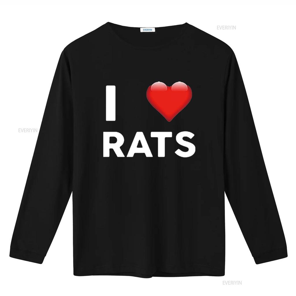 Mens I Love RATS T Shirt Heart RAT Black vintage Washed streetwear graphic Breathable Comfortable homme Casual