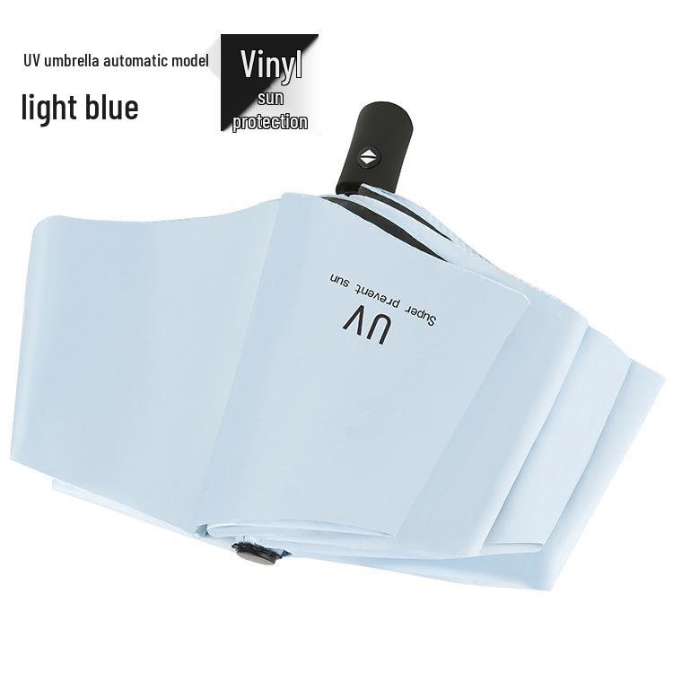 UV Protection Folding Umbrella with Black Glue Sunshade for Students - Dual-Use for Rain and Shine