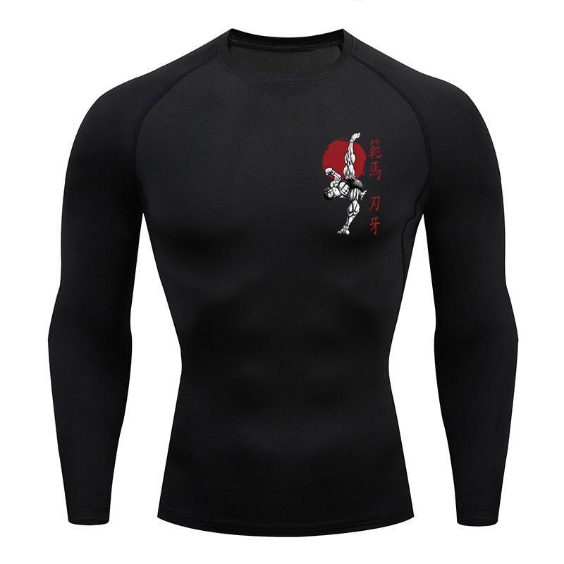 

Компресійні футболки з принтом Бакі для чоловіків, спортивні футболки з швидкою сушкою, футболки, топи, гімнастичні, для фітнесу, майки, базові шари, рашгард L