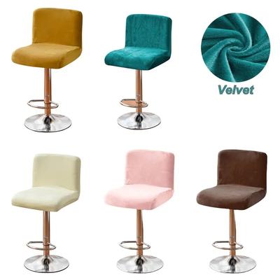 Stool Chair Cover Stretch Low Back Chair Seat Case Rotating Lift Chair Cover Solid Color Dining Protector Covers Home Velvet Bar