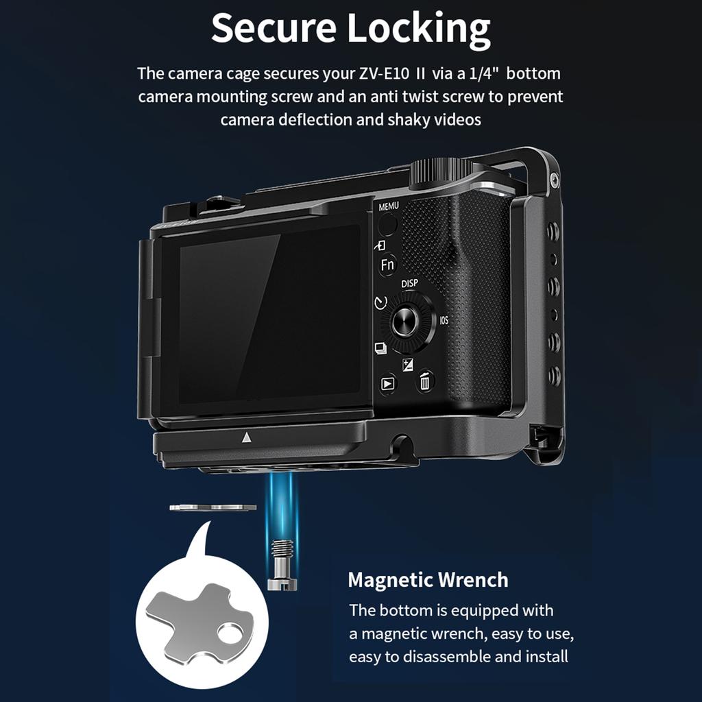 Poyinco JN-138 Camera Video Cage + Top Handle Kit Camera Cage Aluminum Alloy with Cold Shoe Mounts