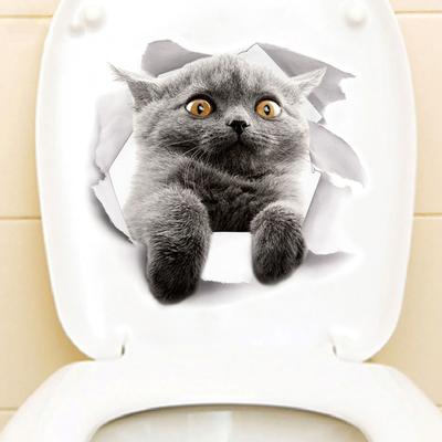 Cover Decals Exquisite Self-Adhesive Removable Animal Toilet Lid Wall Stickers for Home