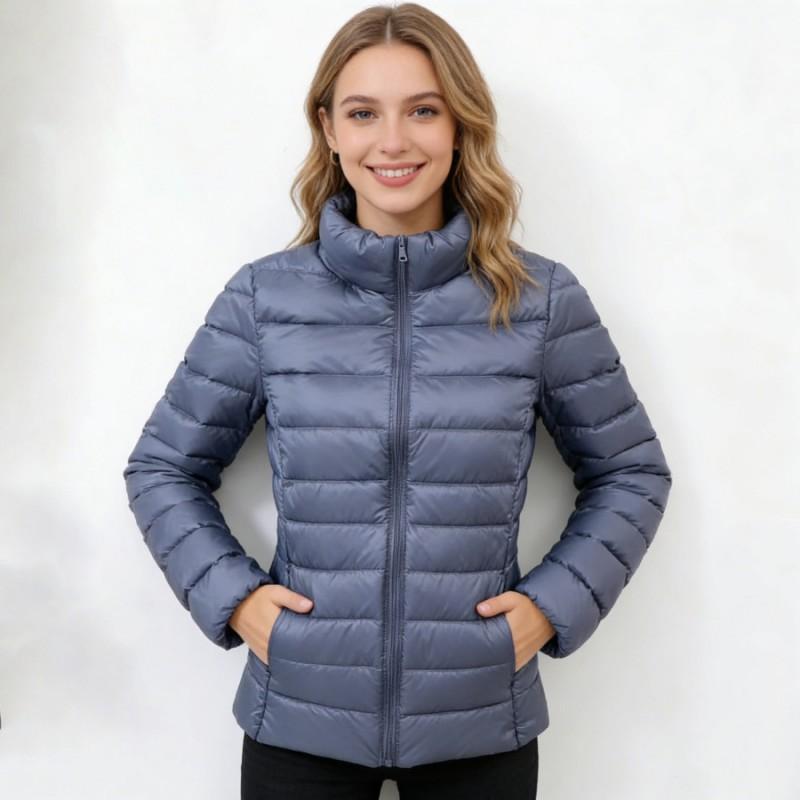 Womens Lightweight Down Jacket Winter Short Puffer Coat Stand Collar Slim Fit 7XL Duck 50% Fill Power
