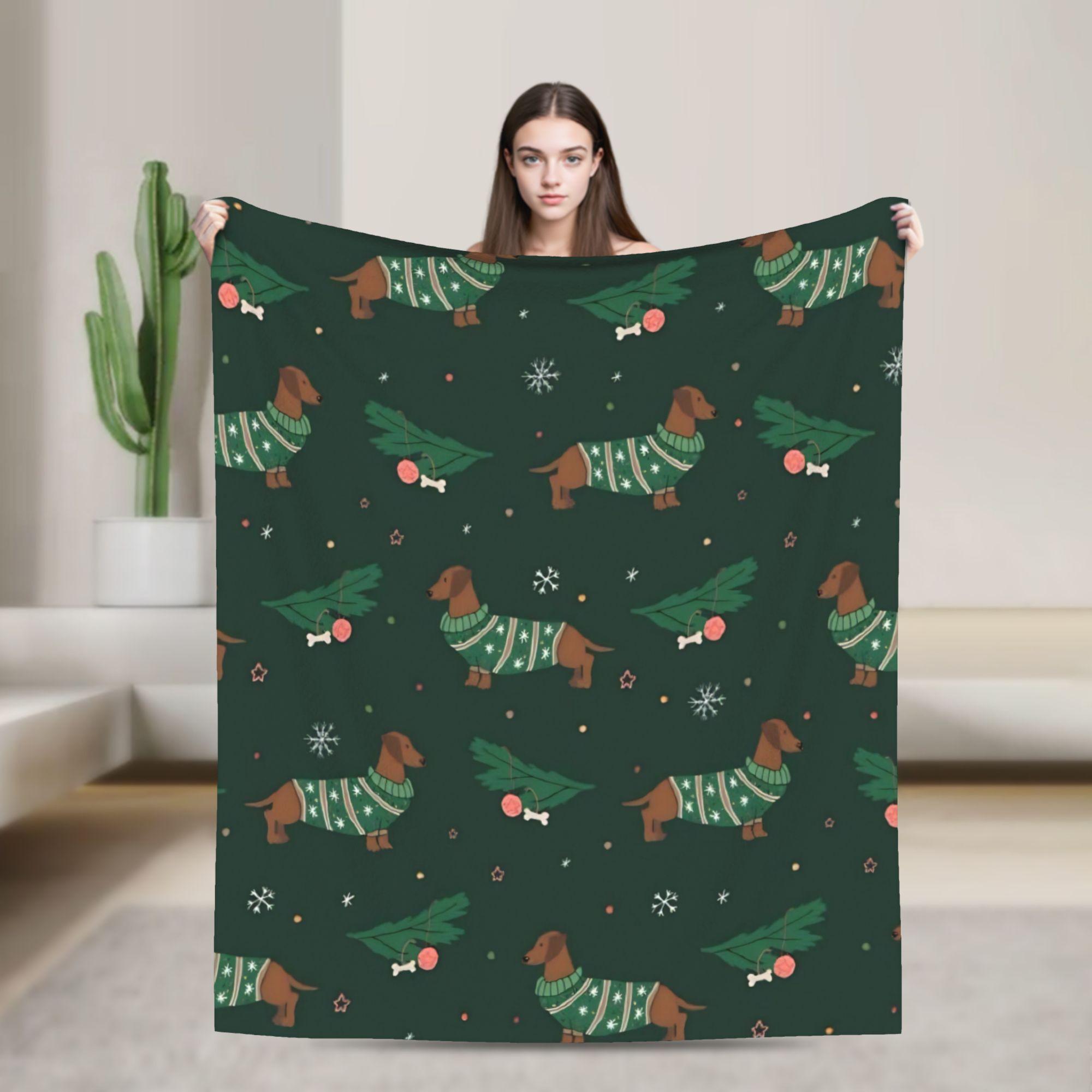 

Dachshund Valentine s Day Fleece Blankets Dogs Animal Funny Throw Blankets for Home 150*125cm Quilt 200x150cm 80x60in