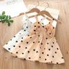 Sweet Halter Dress for Girls Summer Children Sleeveless Polka Dot Floral Princess Dress